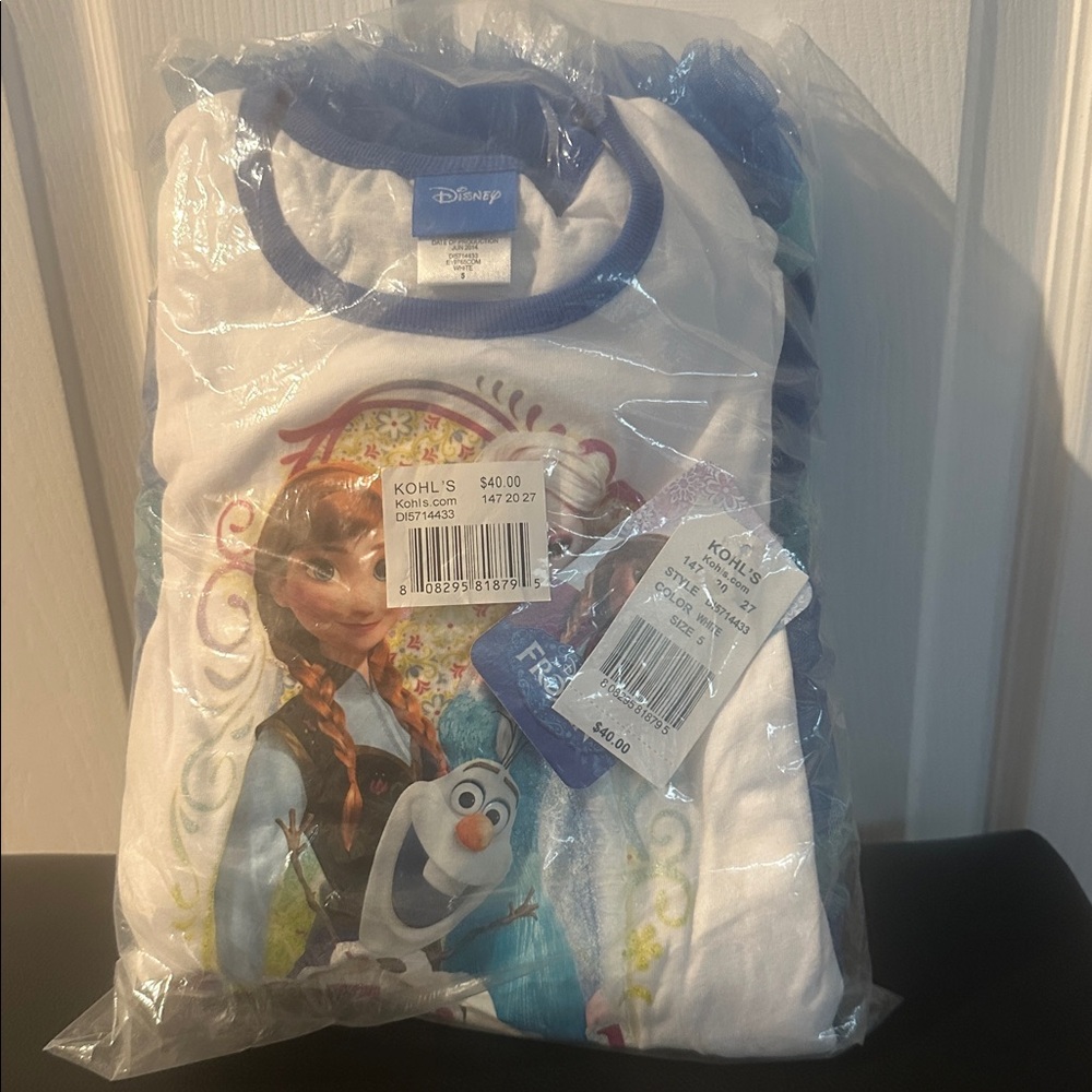 Disney Frozen Anna and Olaf White and Blue Pajama Set